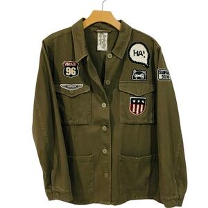 Sadie & Sage Army Patch Jacket Sz Large